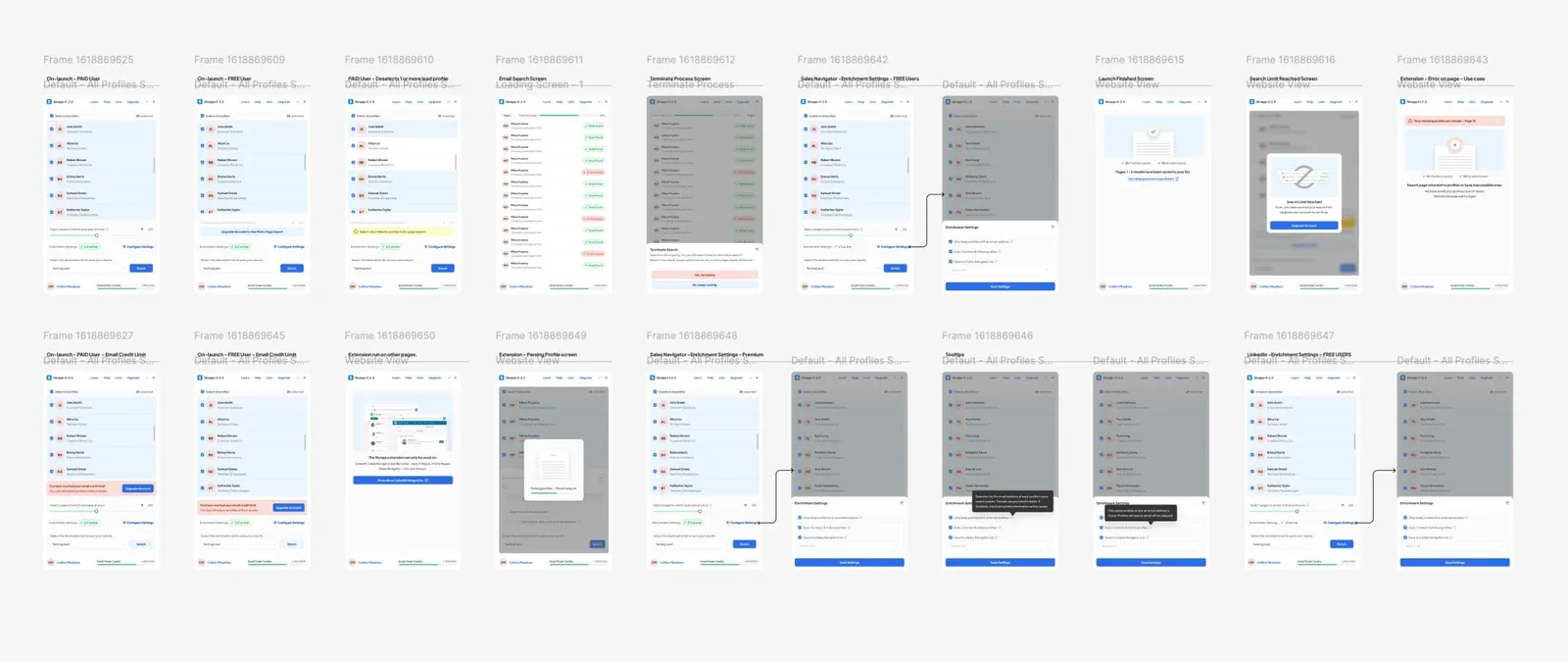 Chrome Extension Wireframes