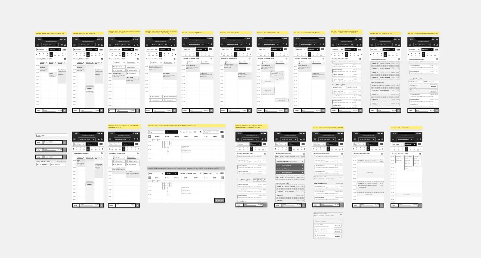 Timetable Design - Wireframe