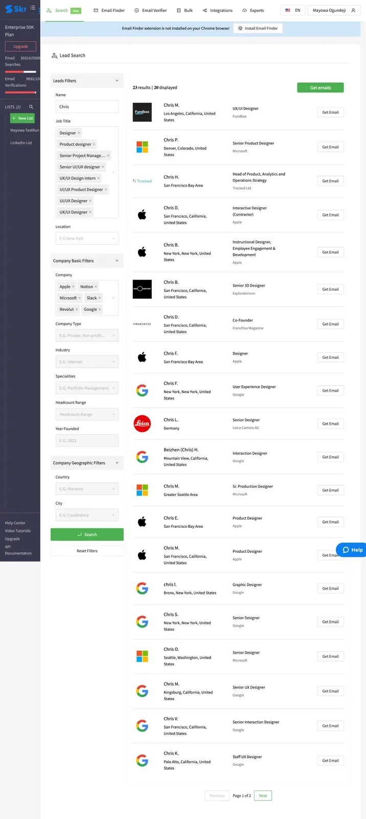 Old Lead Search Design