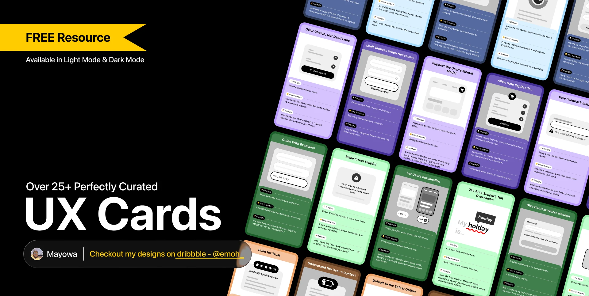 UX Cards cover: a grid of colour-coded UX principle cards beside the title